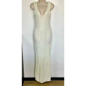 NWT Melrose with Love Womens Ivory Knit Scoop Neck Sleeveless Maxi Dress Large
